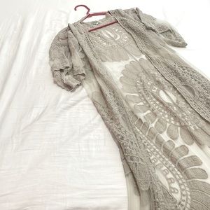 Boho Sheer Open Front Long Cardigan
